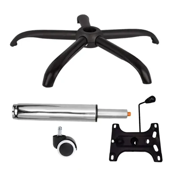 Set placuta balans metalica 26 x 15 cm, baza 64 cm, rola universala cauciuc si cilindru piston, gaz, pentru scaune birou, argintiu, 35 cm