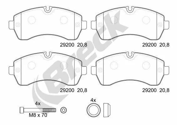 set placute de frana,frana de parcare cu disc BRECK 29200 00 703 00
