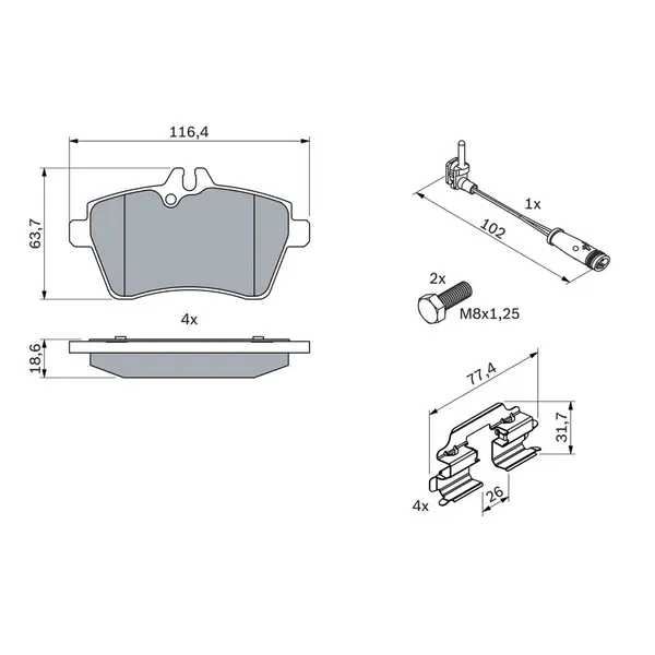 Set placute frana disc BOSCH 0 986 494 290