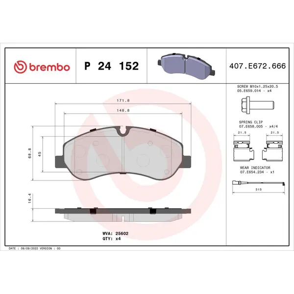 Set placute frana disc BREMBO P 24 152