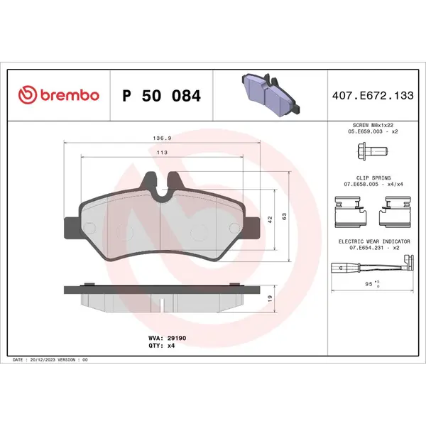 Set placute frana disc BREMBO P 50 084