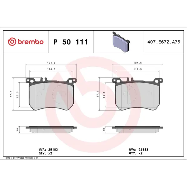Set placute frana disc BREMBO P 50 111