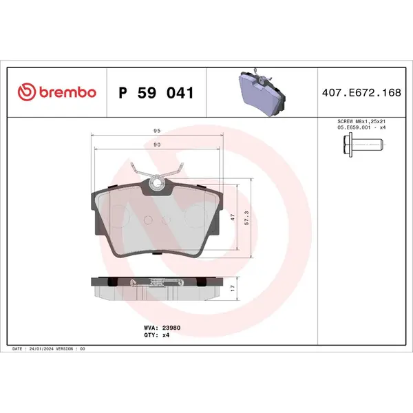 Set placute frana disc BREMBO P 59 041