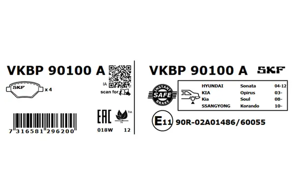 Set placute frana disc SKF VKBP 90100 A