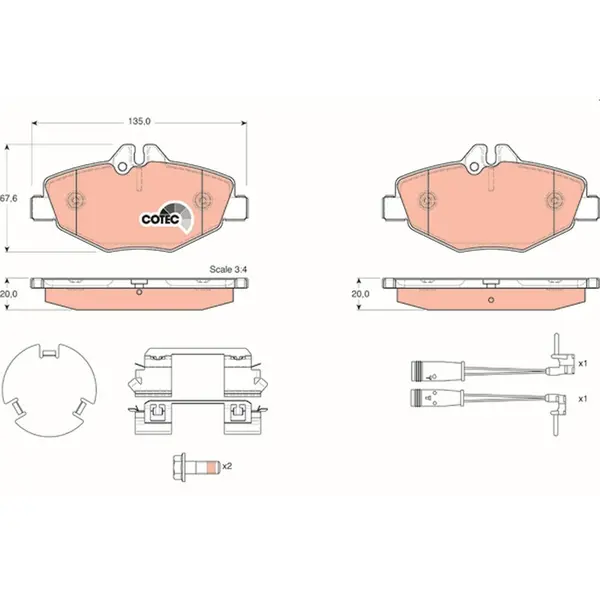Set placute frana disc TRW GDB1542