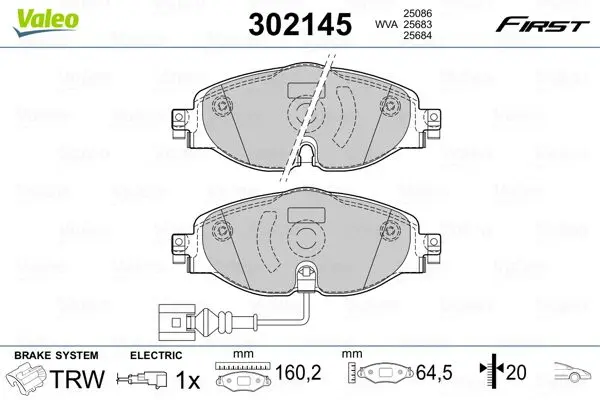 Set placute frana fata Valeo 302145 Audi, VW, Skoda, Seat