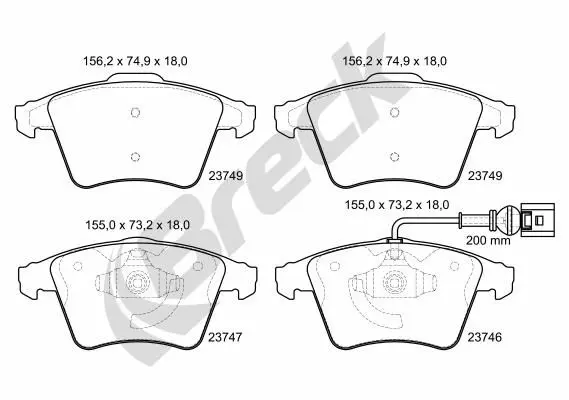 set placute frana,frana disc BRECK 23746 00 703 10