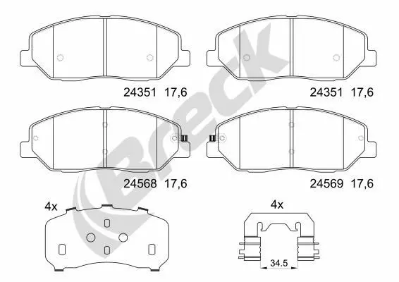 set placute frana,frana disc BRECK 24351 00 701 00