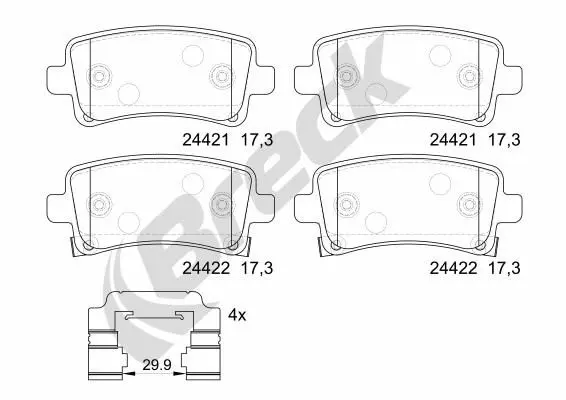 set placute frana,frana disc BRECK 24421 00 704 20