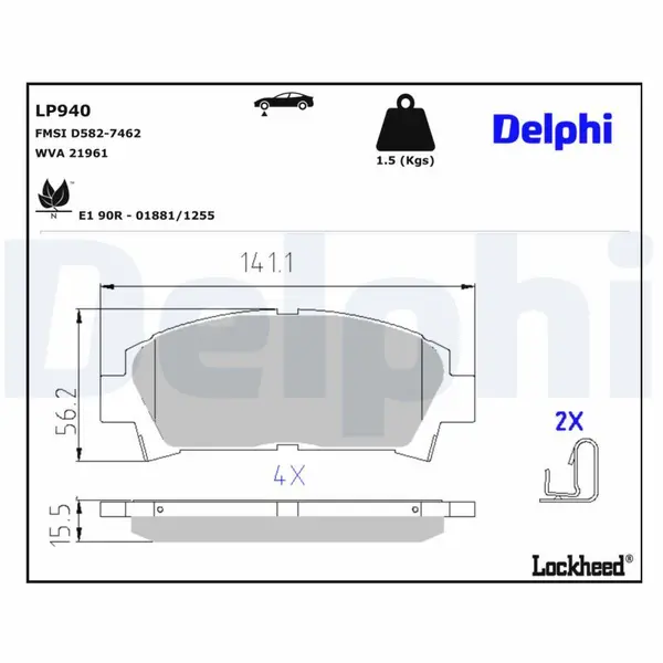 set placute frana,frana disc DELPHI LP940