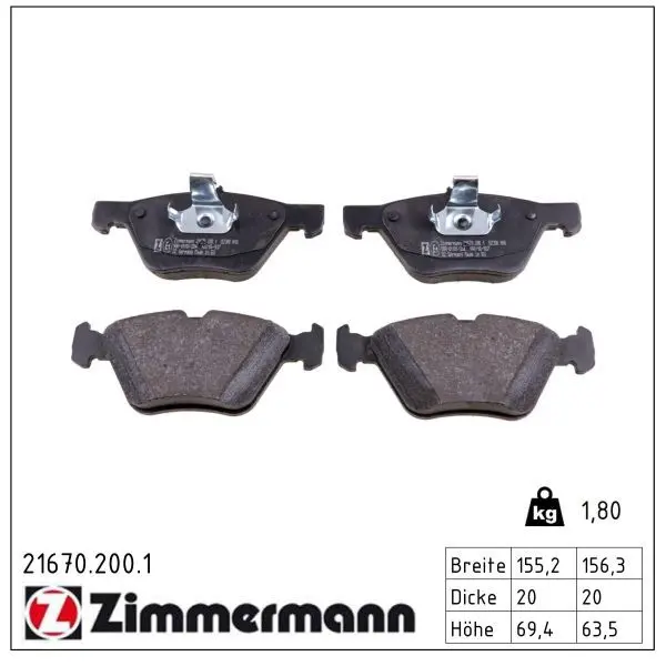 set placute frana,frana disc ZIMMERMANN 21670.200.1