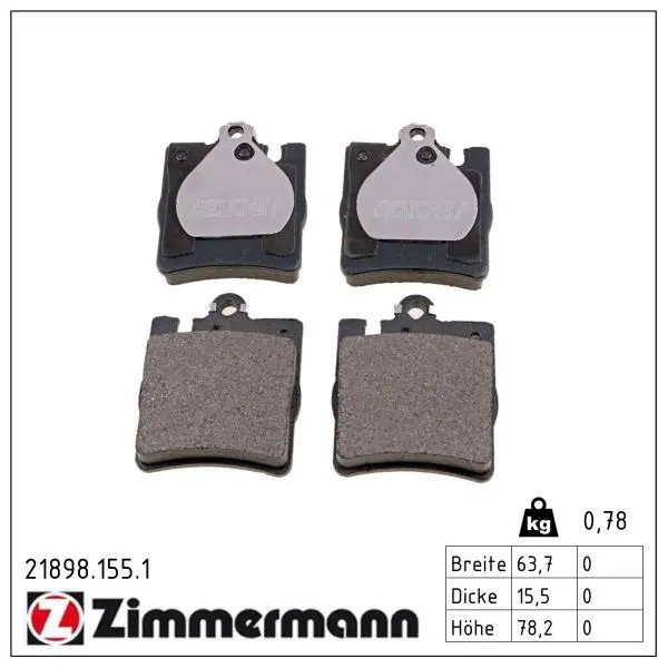 set placute frana,frana disc ZIMMERMANN 21898.155.1