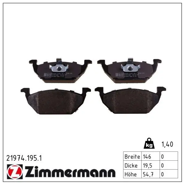 set placute frana,frana disc ZIMMERMANN 21974.195.1