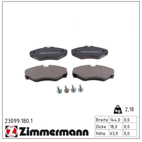 set placute frana,frana disc ZIMMERMANN 23099.180.1