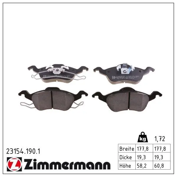 set placute frana,frana disc ZIMMERMANN 23154.190.1