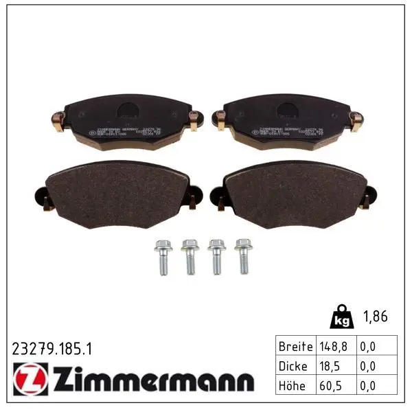 set placute frana,frana disc ZIMMERMANN 23279.185.1