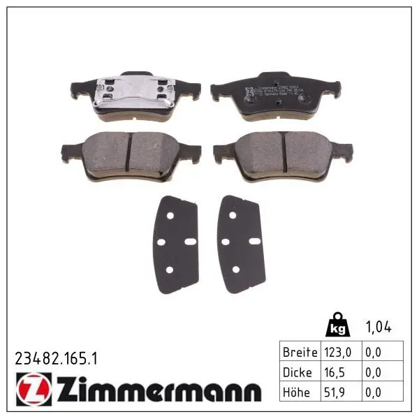 set placute frana,frana disc ZIMMERMANN 23482.165.1