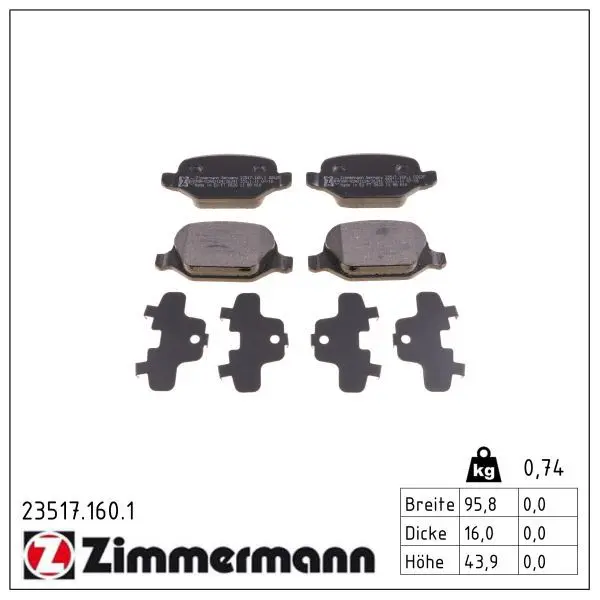 set placute frana,frana disc ZIMMERMANN 23517.160.1