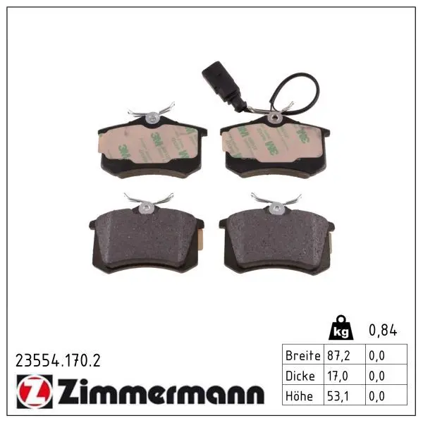 set placute frana,frana disc ZIMMERMANN 23554.170.2