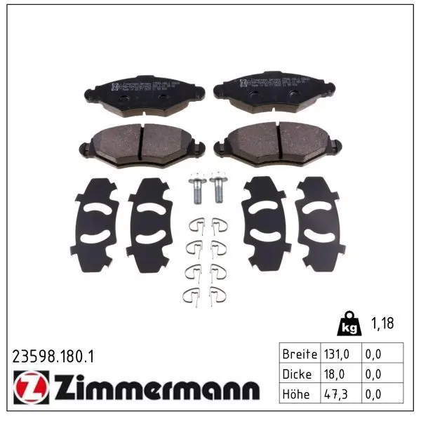 set placute frana,frana disc ZIMMERMANN 23598.180.1