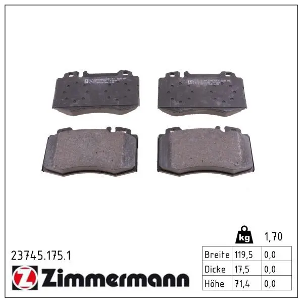 set placute frana,frana disc ZIMMERMANN 23745.175.1