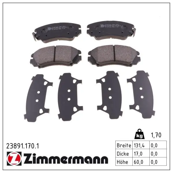 set placute frana,frana disc ZIMMERMANN 23891.170.1
