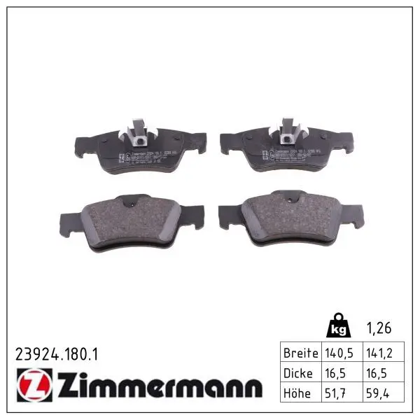 set placute frana,frana disc ZIMMERMANN 23924.180.1