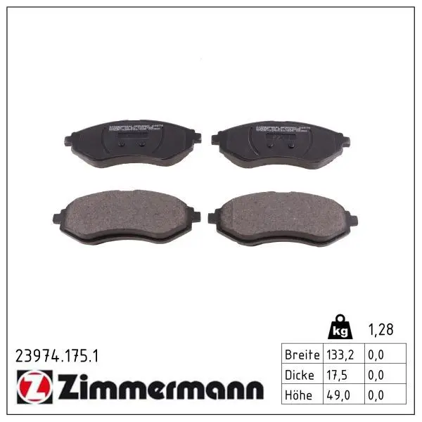 set placute frana,frana disc ZIMMERMANN 23974.175.1