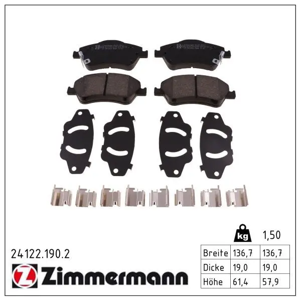 set placute frana,frana disc ZIMMERMANN 24122.190.2