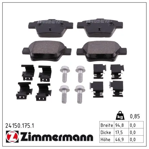 set placute frana,frana disc ZIMMERMANN 24150.175.1
