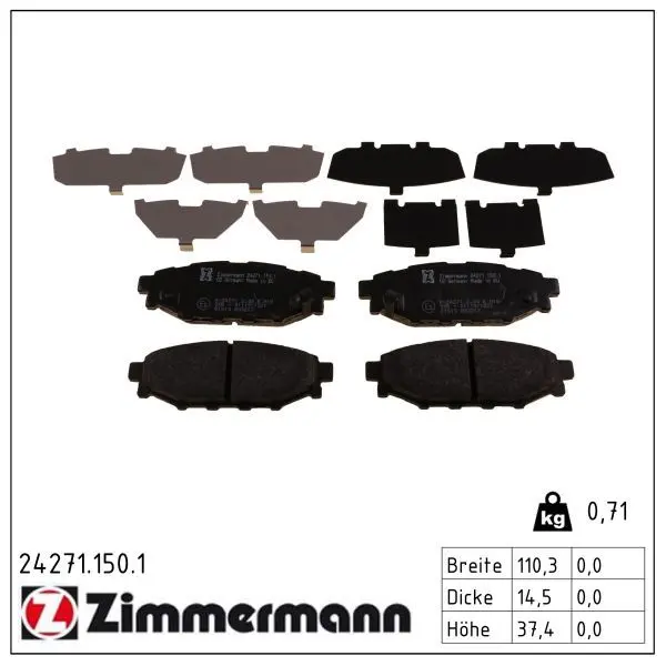 set placute frana,frana disc ZIMMERMANN 24271.150.1