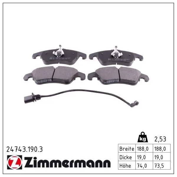 set placute frana,frana disc ZIMMERMANN 24743.190.3