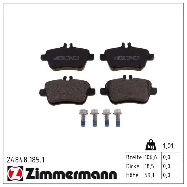 set placute frana,frana disc ZIMMERMANN 24848.185.1