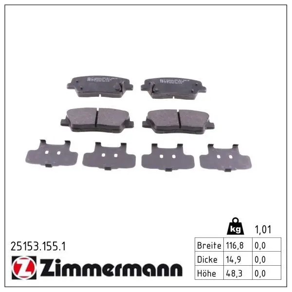 set placute frana,frana disc ZIMMERMANN 25153.155.1