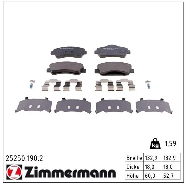 set placute frana,frana disc ZIMMERMANN 25250.190.2