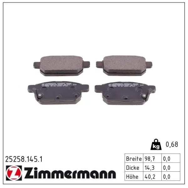 set placute frana,frana disc ZIMMERMANN 25258.145.1