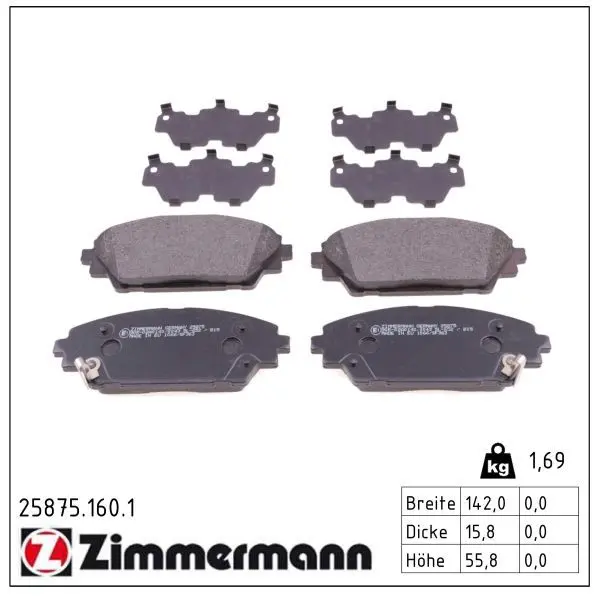 set placute frana,frana disc ZIMMERMANN 25875.160.1