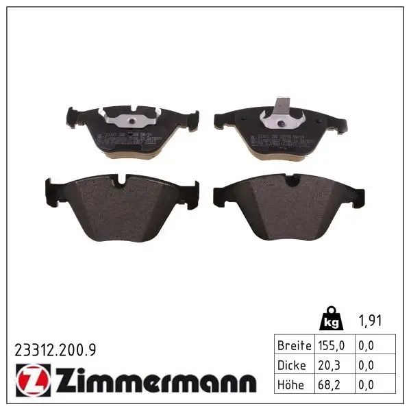 set placute frana,frana disc ZIMMERMANN pb:z 23312.200.9