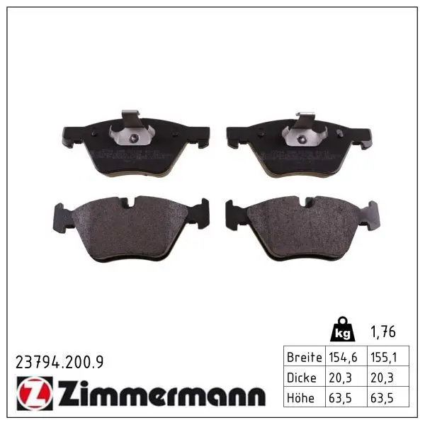 set placute frana,frana disc ZIMMERMANN pb:z 23794.200.9