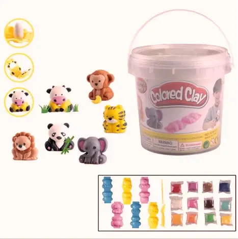 Set plastilina Colored Clay - 12 culori vibrante cu 6 forme pentru modelaj