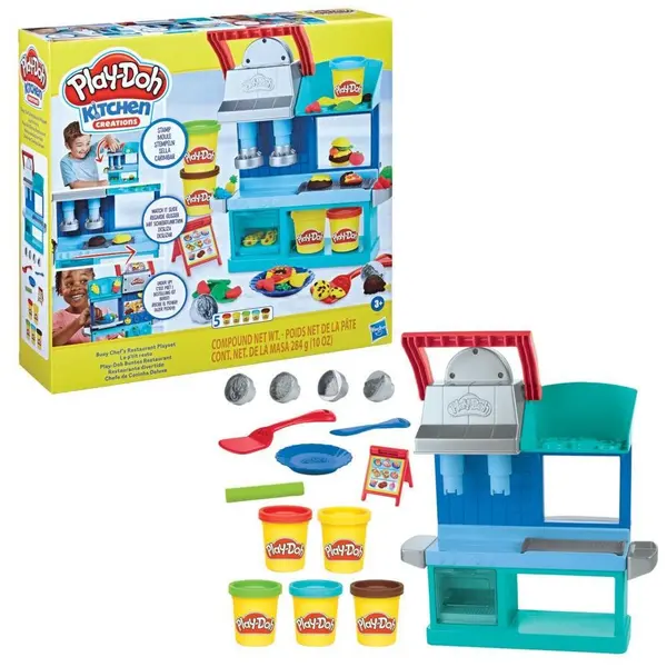 Set plastilina cu accesorii Play Doh Kitchen Creations Busy Chef Restaurant