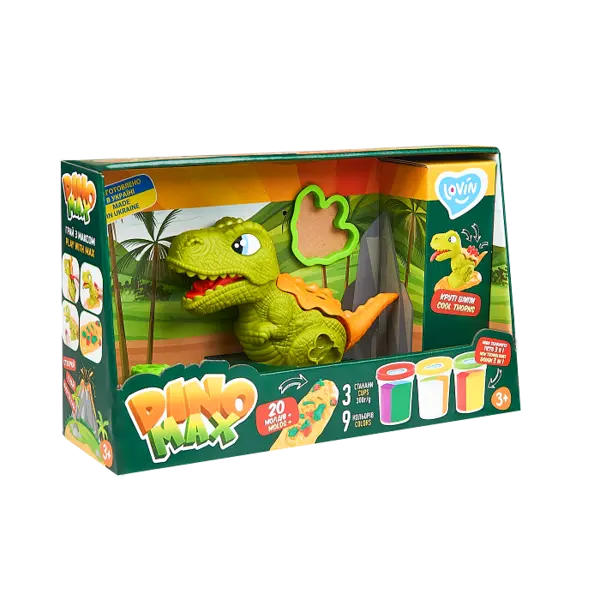 Set plastilina cu accesorii si jucarie pentru modelaj Lovin Dino Max, 1 bucata, Oktoclay