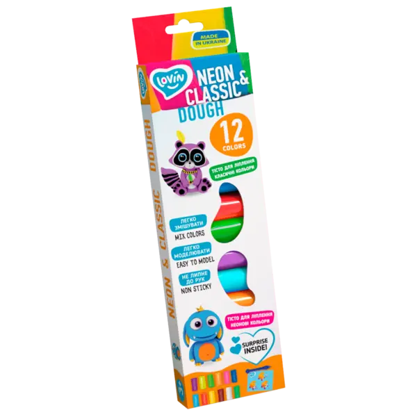 Set plastilina Lovin Neon&Classic Dough, 12 x15g, Oktoclay