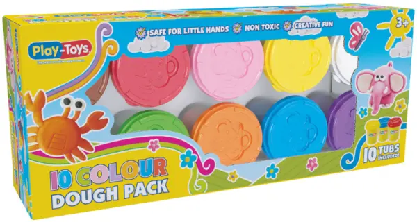 Set plastilina Play-Toys - 10 culori, 300 g