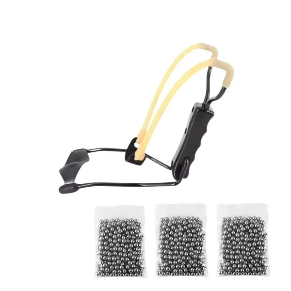 Set prastie metalica profesionala cu suport de incheietura si 300 bile 7 mm, metal, maner antiderapant, 18 cm