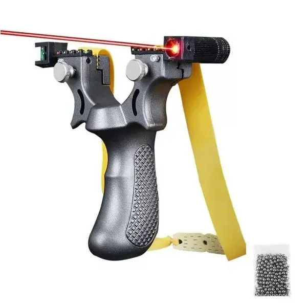 Set prastie plastic cu laser si set 100 bile 9 mm, 11.5 cm, cu boloboc, argintiu