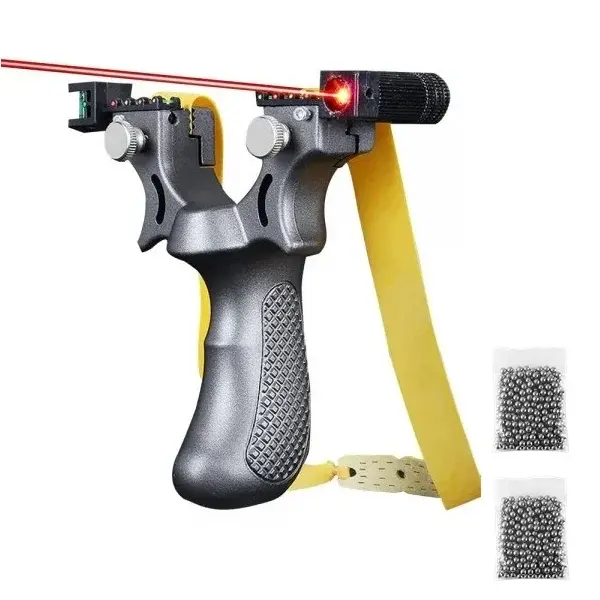 Set prastie plastic cu laser si set 220 bile 8 mm, 11.5 cm, cu boloboc, argintiu