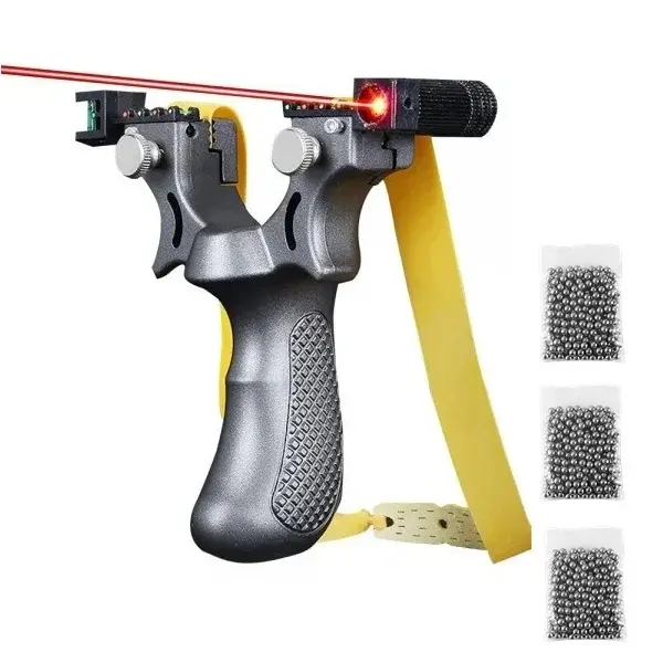 Set prastie plastic cu laser si set 300 bile 9 mm, 11.5 cm, cu boloboc, argintiu