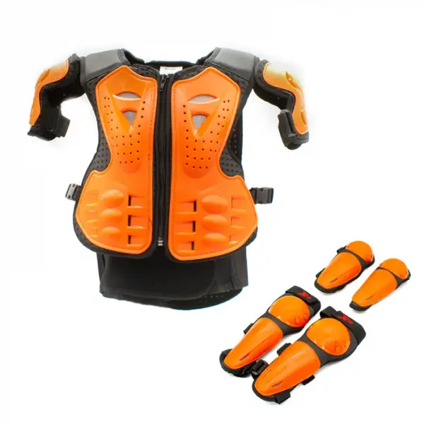 Set protectie corp si genunchi, cross enduro atv, copii XTR X2, marime universala, culoare portocaliu