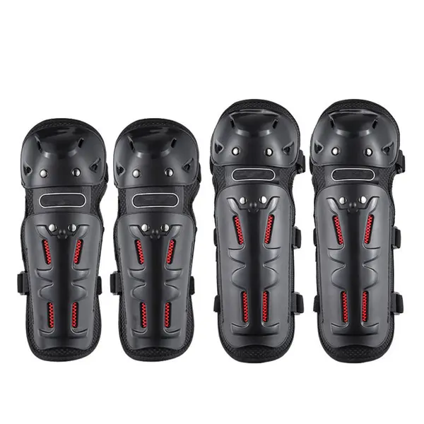 Set Protectii Moto pentru Genunchi si Coate, ABS Durabil, Usoare, Confortabile, Reglabile, Pentru Moto, Scuter, ATV, Enduro, Bicicleta, FIXATO, Negru